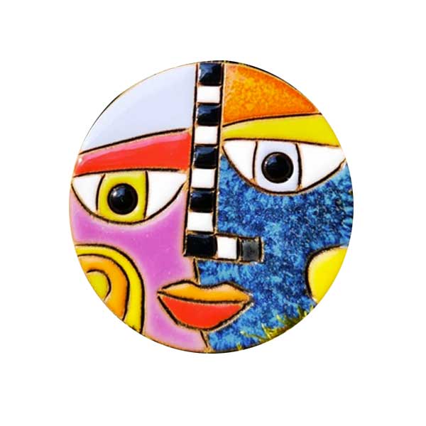 Wandmagnet aus Keramik im Stil F. Hundertwasser