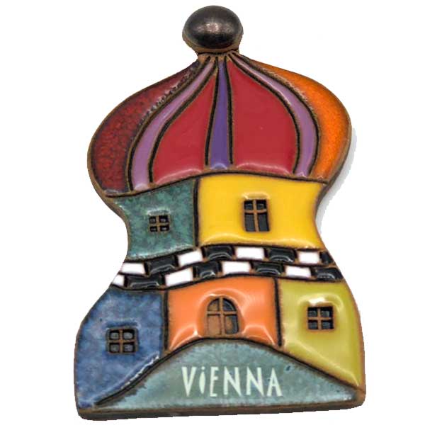 Keramikmagnet Zwiebelturm Hundertwasser Vienna