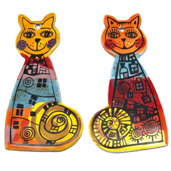 Keramik-Deko-Anhänger-Katzen-Paar-Ying-&-Yang