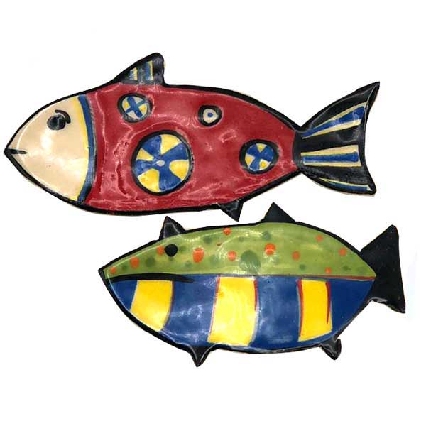 Wandmagnete-aus-Keramik-bunte-Fische